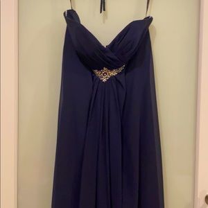 Navy blue strapless dress